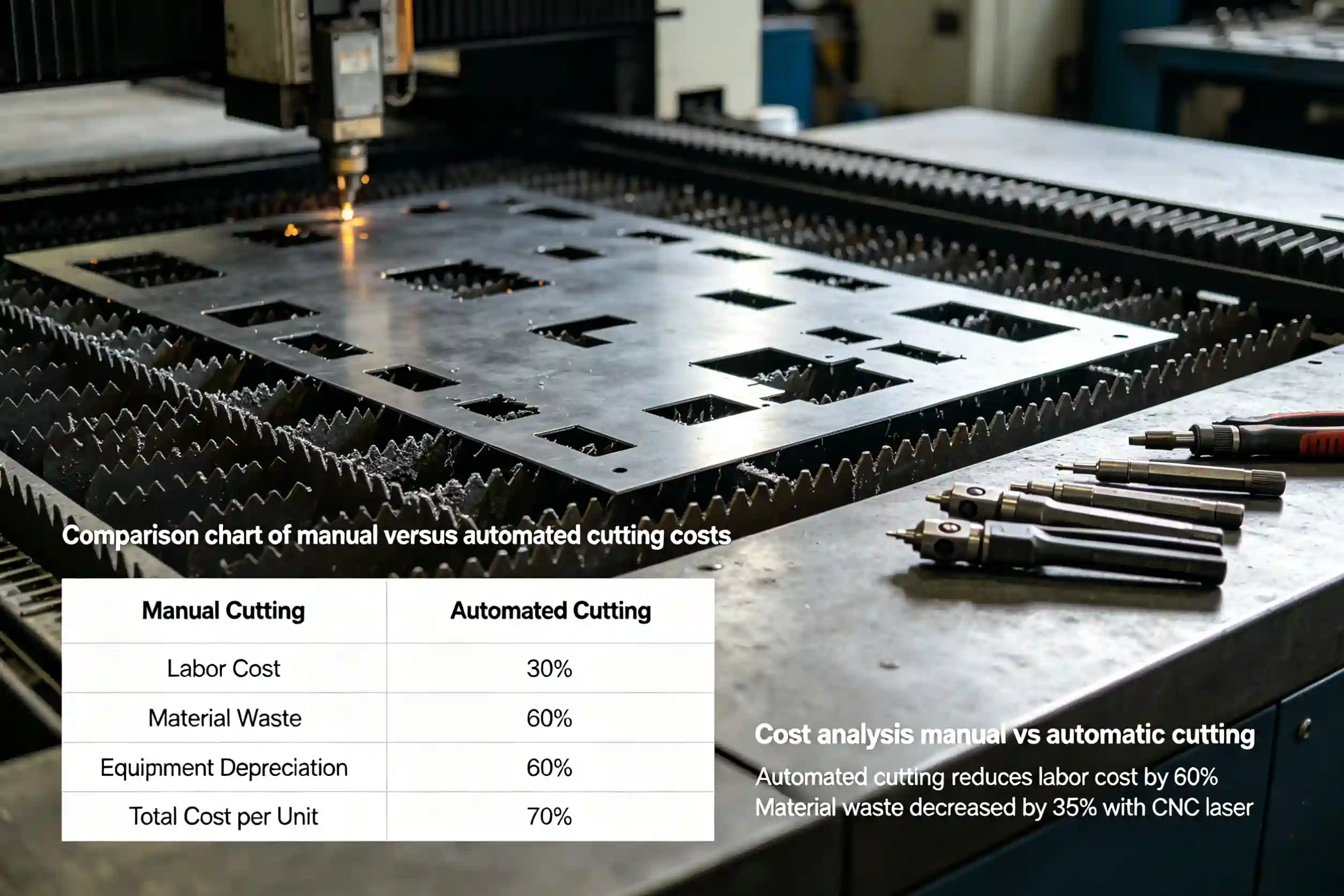 Cost analysis manual vs automatic cutting Comparison chart of manual versus automated cutting costs