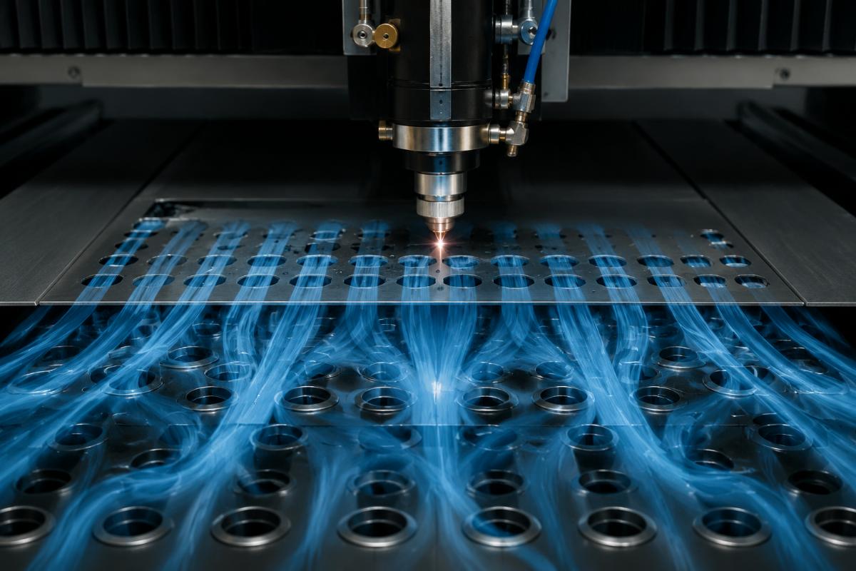 airflow splitting through multiple suction points vacuum distribution across holes