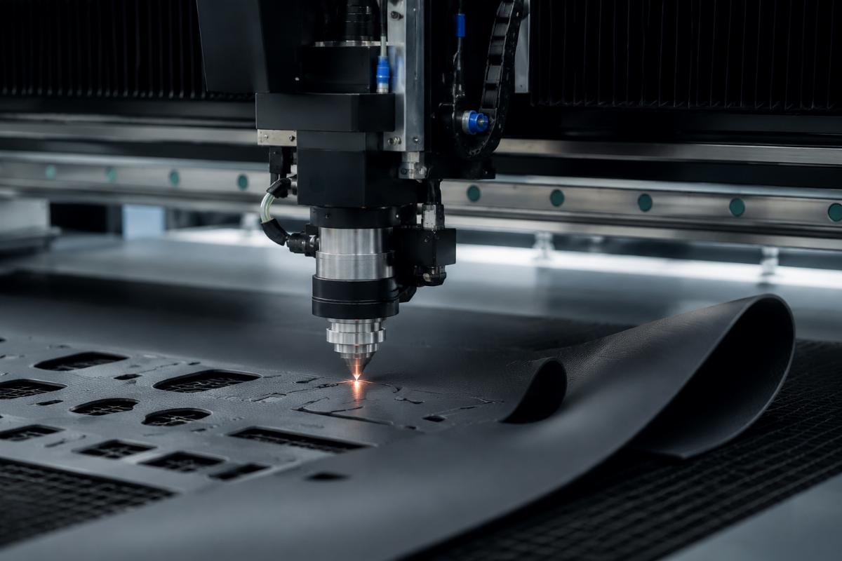 CNC machine cutting flexible material