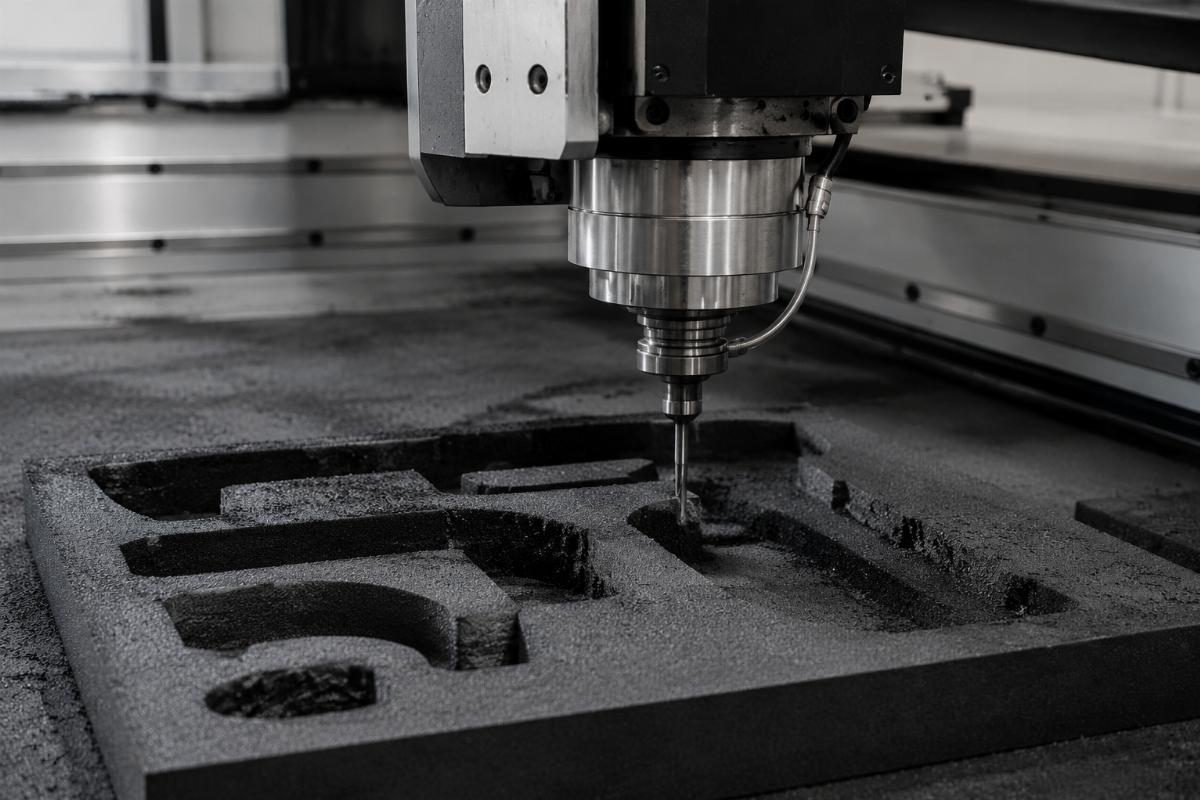 Spindle motor cutting foam composite material