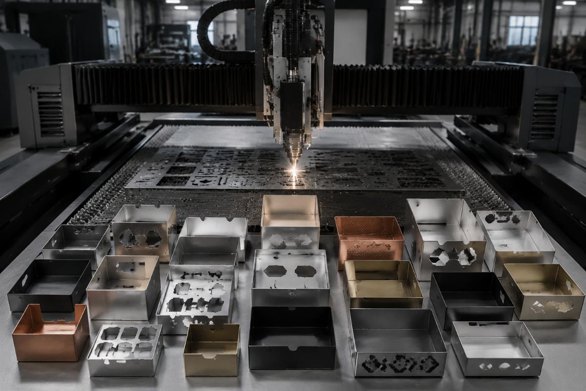 Range of finished custom box prototypes produced on a single packaging CNC cutter model