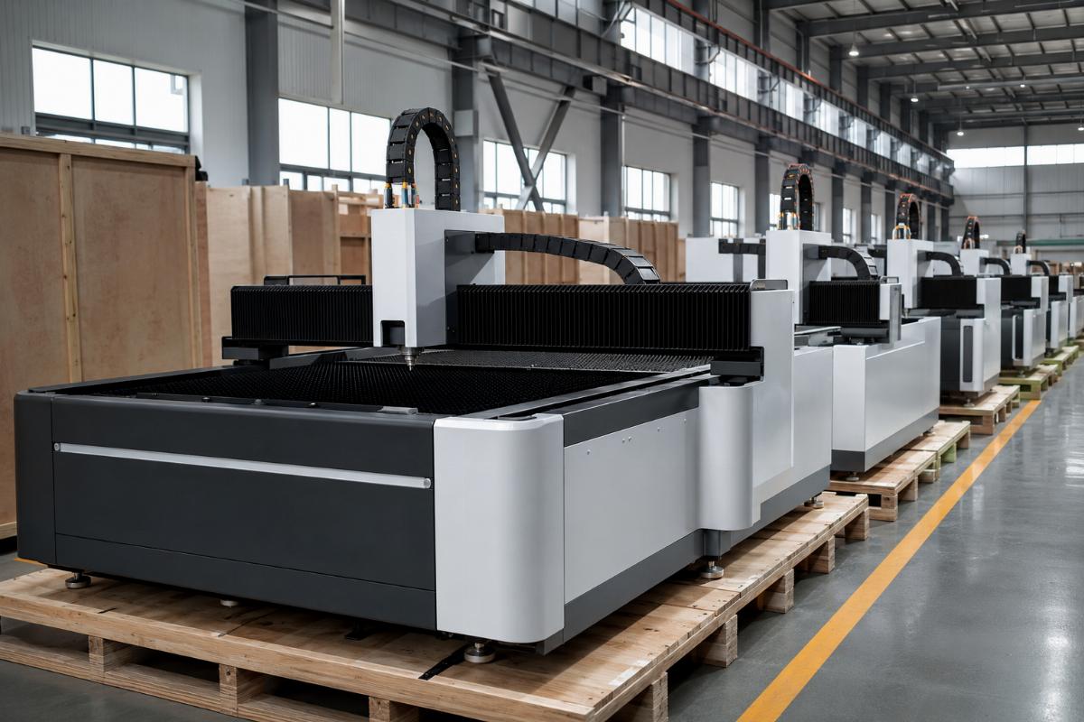 Custom configured packaging CNC cutter being prepared for shipment with OEM branding