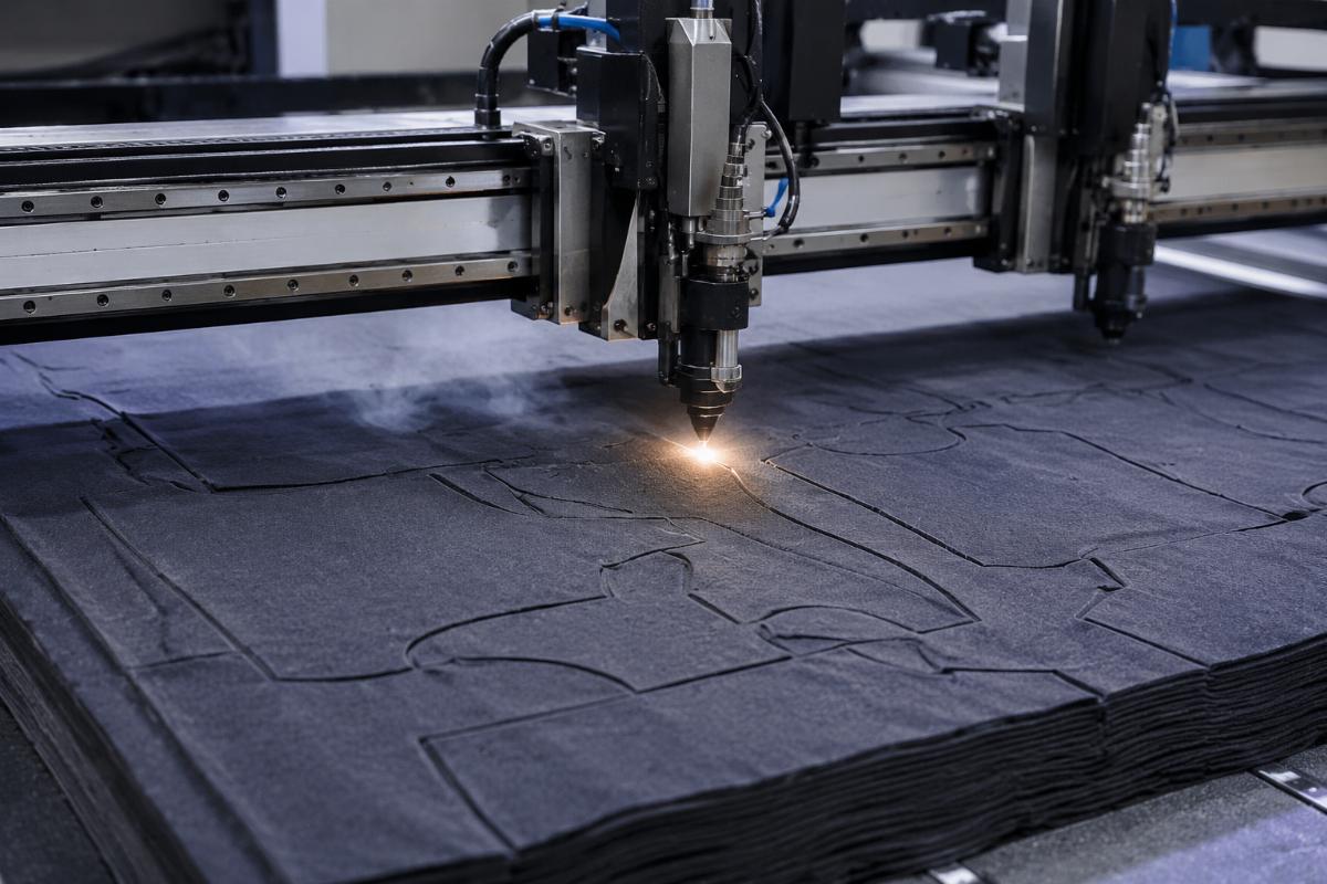 Multi-layer fabric CNC cutting operation for garment production