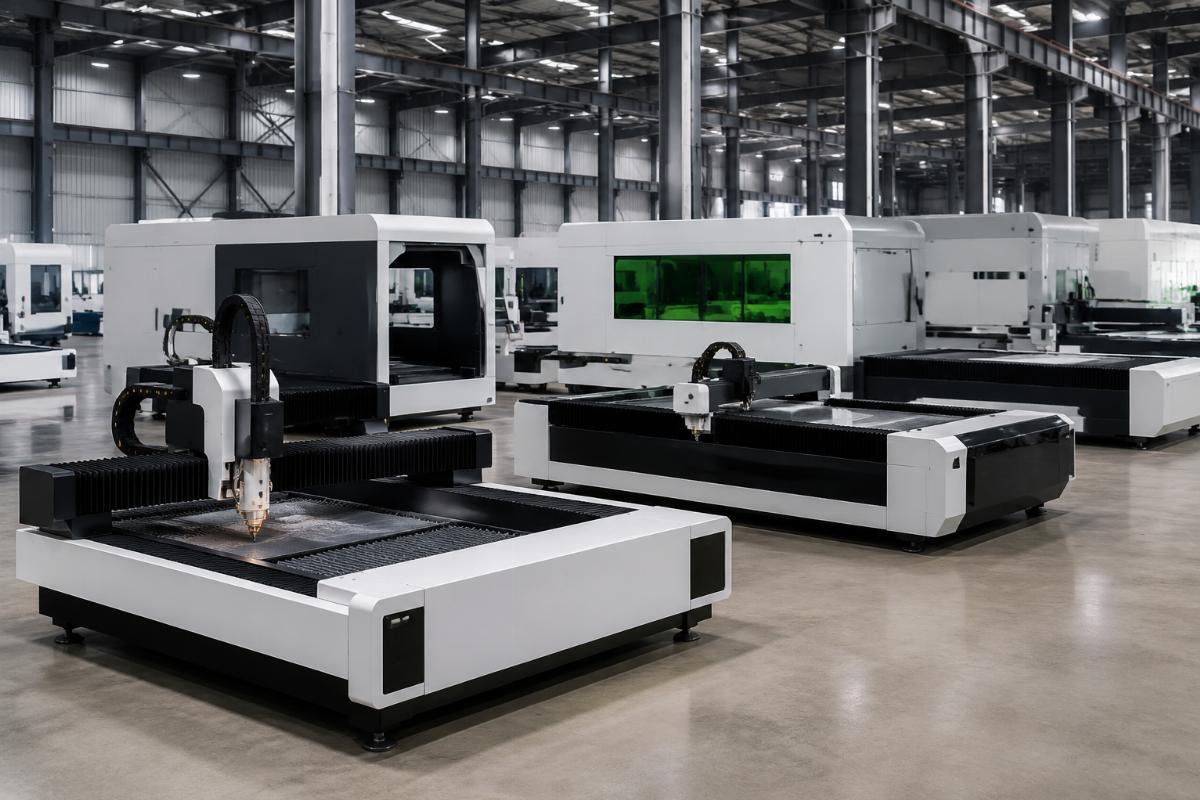 Multiple CNC cutting machine models displayed side by side for different use cases