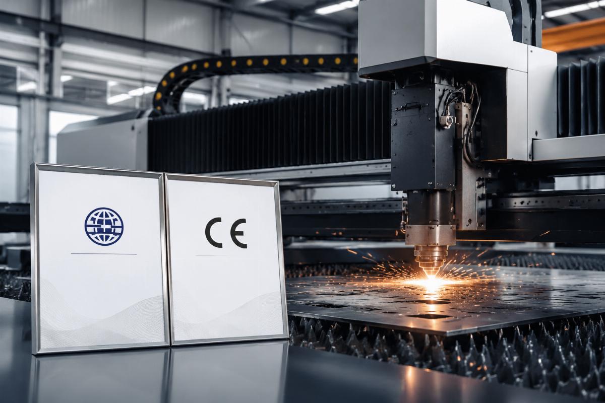 Intertek and CE certification for CNC corrugated cutting equipment A certification document preview showing Intertek and CE marks for a CNC cutting machine product line