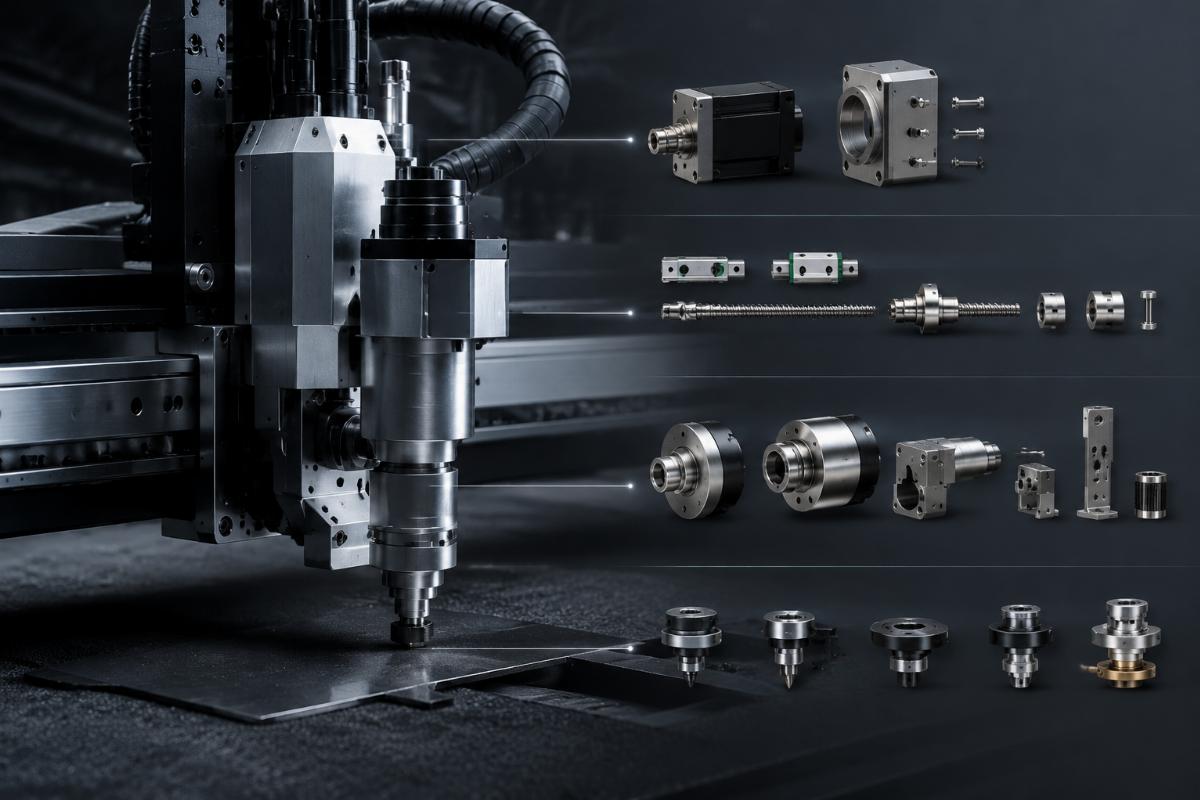 Oscillating knife cutting machine core component breakdown infographic