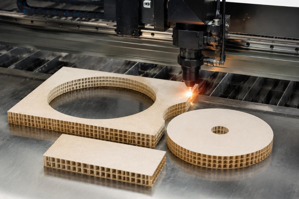 Sample test runs of 30mm thick honeycomb board with clean, unburnt edges